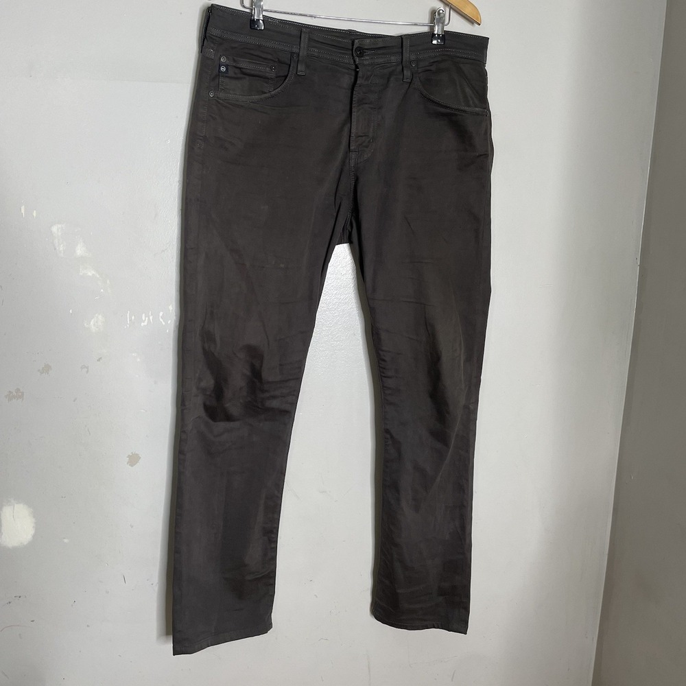 AG Adriano Goldschmied Brown Everett‎ Slim Straight Pants Sz 34x34 37X32